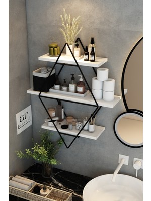 Dekozum Büyük Boy Duvar Rafı, Baklava Duvar Rafı, Metal Duvar Rafı, Kitaplık Duvar Rafı