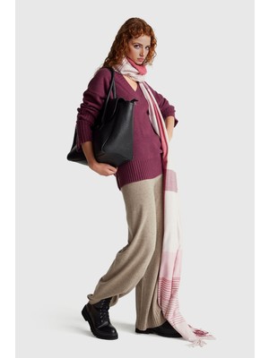 United Colors Of Benetton Bej Kadın / Kız Kdn_yün ve Kaşmir Karışımlı Ribana Detaylı Triko Pantolon Model Kodu: ( 102HDF00Z81F)