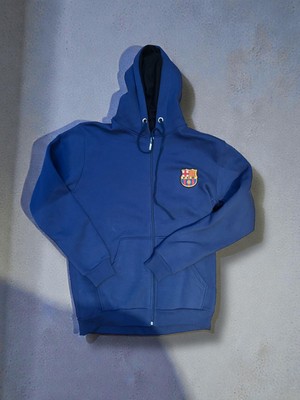 North Stand Barcelona Slim Fit Dar Kalıp Kapüşonlu Fermuarlı 3 Iplik Sweatshirt
