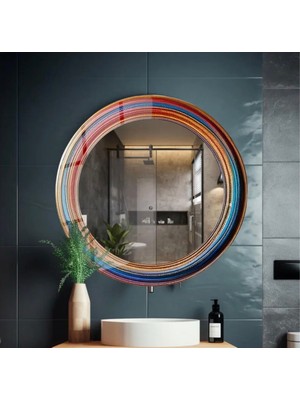 Glitglass Renkli Modern Dekoratif Yuvarlak Duvar Aynası