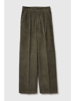 United Colors Of Benetton Haki Kadın / Kız Bn_pamuk Karışımlı Arkası Lastikli Cepli Geniş Paça Kadife Pantolon Model Kodu: ( 4HA2DF07I2B9)