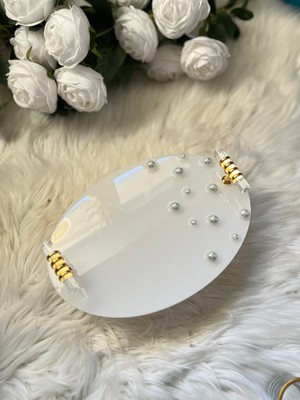 Epoksi Tepsi Oval Form Incili Damat Tepsisi