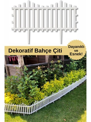 Dekozum Space Dekoratif Bahçe Çiti Bordür Kırılmaz Plastik Çit 9,44 Metre Tek Peyzaj Koruma Panel Beyaz