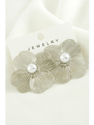 Marsilyan Çiçek Inci Trend Metal Küpe