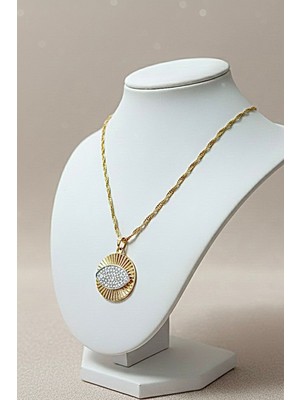 Aura Eye(Göz) Zirkon Taşlı Tılsım Altın Kaplama Kolye , Nazar Kolyesi , Hediye Kolye Takı