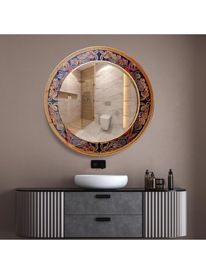 Glitglass Klasik Sanat Temalı Dekoratif Yuvarlak Ayna - Modern Cam Duvar Aynası