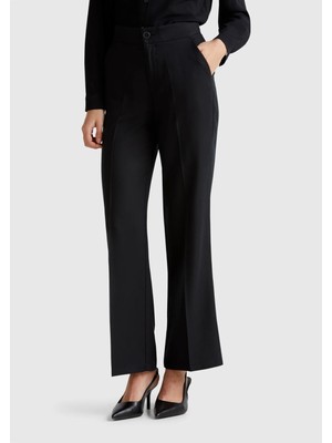 United Colors Of Benetton Siyah Kadın / Kız KDN_%100 Liyosel Beli Lastikli Düz Paça Pantolon Model Kodu: ( 4T91DF099100)