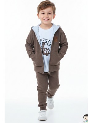 Tosyalı Burak Bebe Çocuk Kısa Kol Tişörtlü Dino Baskı, Waffle Mevsimlik Takım