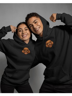 Muhtar Store Sevgililer Günü Özel Poodle Figürlü Unisex Siyah Hoodie – Çiftler Için Kaniş Temalı Minimal Kapüşonlu Sweatshirt