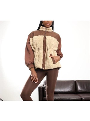 Kahve Krem Pelus Ceket