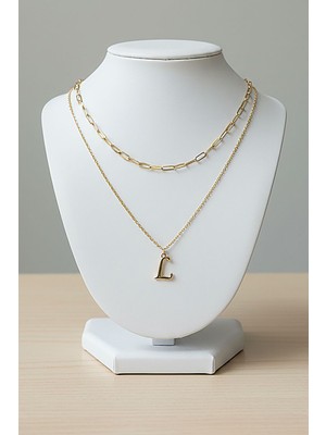 Altın Kaplama Ikili Zincir Harf Kolye , Kişiye Özel Hediye Kolye