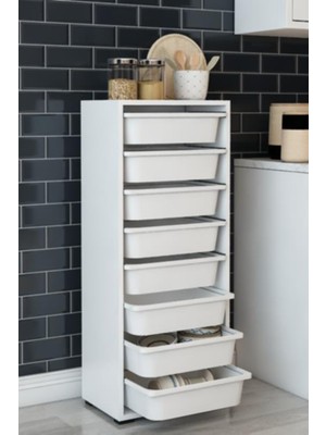 Dekozum 8 Sepetli Çok Amaçlı Dolap, Mutfak Dolabı, Çocuk Oyuncak Dolabı,8 Sepetli Çok Amaçlı Dolap,