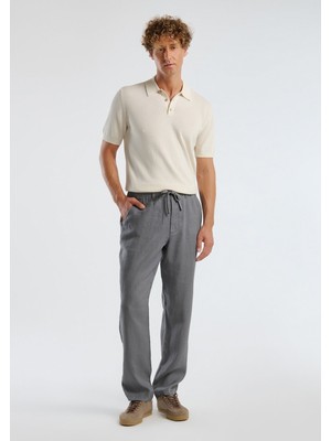 United Colors Of Benetton Gri Erkek ERK_%100 Keten Beli Ipli Pantolon Model Kodu: ( 4AGHUF00M01K)