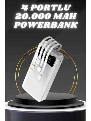 Argesco Mühendislik Powerbank Şarj Cihazı 4 Çıkışlı 20.000 Mah Powerbank Kompakt Yüksek Kapasiteli Hızlı Şarj