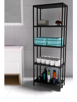 Dekozum Vizyon  Banyo Rafı, Plastik Kitaplık, 5 Raflı , Banyo Rafı, Bahçe Balkon  Dosya Çiçeklik Saksılık