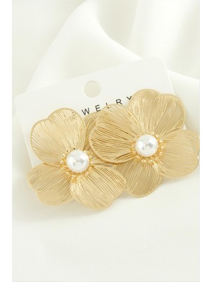 İlk El Grup Ieg™ Çiçek Inci Trend Metal Küpe