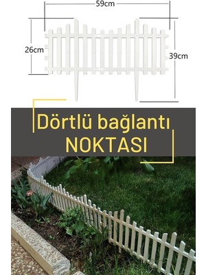 Dekozum Dekoratif Beyaz Bahçe Çiti Plastik Çit Peyzaj Koruma Panel Çit 1 Adet 59 cm Beyaz Çiçek Çiti