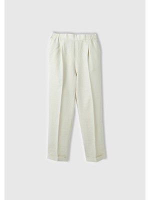 United Colors Of Benetton Bej Kadın / Kız BN_%100 Keten Beli Lastikli Pantolon Model Kodu: ( 48Y5558X5152)