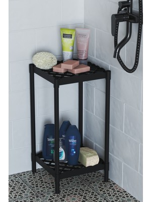 Dekozum Lotus 2 Raflı  Banyo Duş Şampuanlık Havlu Rafı Duş Rafı Standı