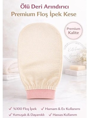 Kitchen Live Ekru Banyo Duş Kesesi Peeling Eldiveni %100 Floş Ipek Normal Ciltler Için Ölü Deri Atıcı Kese