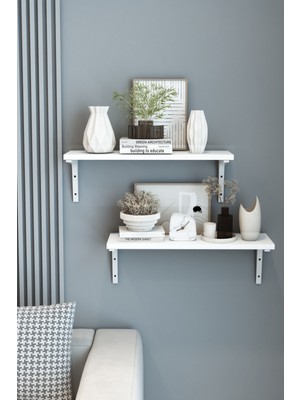 Dekozum 2'li Plastik Ayaklı Duvar Rafı, Dekoratif Duvar Rafı, Kitaplık Duvar Rafı, 60 cm Duvar Rafı, Raf