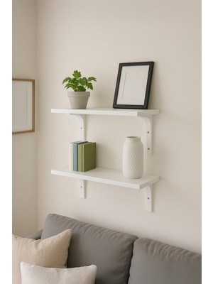 Dekozum 2'li 40 cm Plastik Ayaklı Duvar Rafı | Dekoratif Kitaplık Raf Seti | Kolay Montajlı Raf Ünitesi