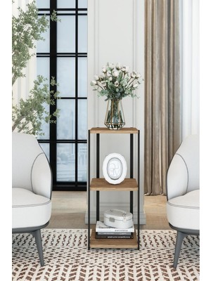 Dekozum 3 Raflı Dekoratif Raf Kitaplık Salon Rafı Köşe Raf Sehpa