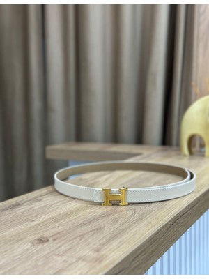 Erdesign Kadın Krem Gold Detaylı Kemer