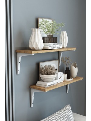 Dekozum 2'li Plastik Ayaklı Duvar Rafı, Dekoratif Duvar Rafı, Kitaplık Duvar Rafı, 60 cm Duvar Rafı, Raf