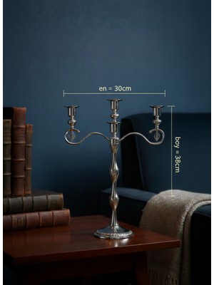 Lüks Metalik Şamdan 3'lü - Ev Hediyesi & Dekoratif Masa Üstü Aydınlatma