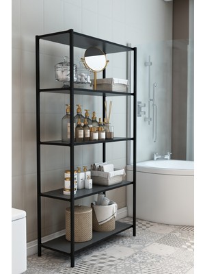 Dekozum Scarlet Banyo Rafı Çok Amaçlı Banyo Dolabı Dekoratif Raf Antrasit