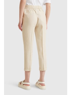 United Colors Of Benetton Bej Kadın / Kız KDN_%100 Keten Beli Lastikli Pantolon Model Kodu: ( 4AGH558X5152)