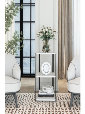 Dekozum 3 Raflı Dekoratif Raf Kitaplık Salon Rafı Köşe Raf Sehpa