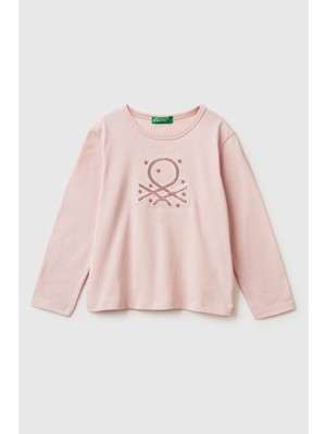 United Colors Of Benetton Toz Pembe Kadın / Kız Kk_baskılı Payetli Regular Fit Uzun Kollu T-Shirt Model Kodu: ( 3ATNG10KZ3V5)