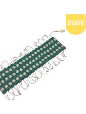 Powerr Led Aydınlatma 200 Adet 220 Volt 2 Watt 3 Lensli Yeşil 2835 Smd LED Modül IP65 1 Paket