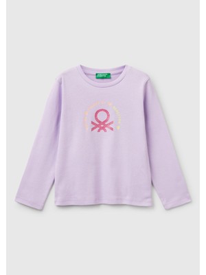 United Colors Of Benetton Lila Kadın / Kız Kk Uk_simli Benetton Logo Baskılı T-Shirt Model Kodu: ( 3I9WG10HV07W)