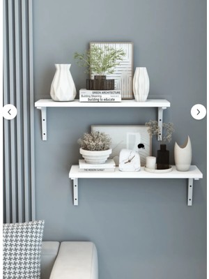 Dekozum 2'li Plastik Ayaklı Duvar Rafı, Dekoratif Duvar Rafı, Kitaplık Duvar Rafı, 60 cm Duvar Rafı, Raf