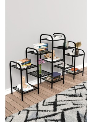 Dekozum 11 Raflı Çok Amaçlı Metal Kitaplık Ev Ofis ve Çalışma Odası Düzenleyici Dekoratif Eşya ve Kitap Rafı