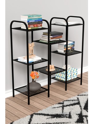 Dekozum 8 Raflı Çok Amaçlı Metal Kitaplık Ev Ofis ve Çalışma Odası Düzenleyici Dekoratif Eşya ve Kitap Rafı