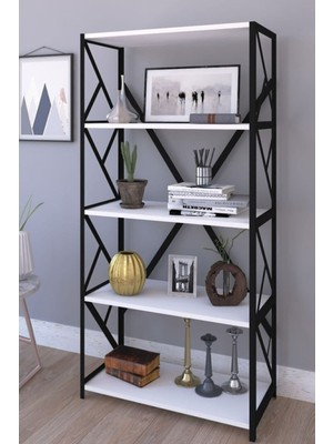 Dekozum 5 Raflı Metal Kitaplık Dayanıklı, Şık ve Çok Amaçlı Depolama Ünitesi , Ofis, Dekorasyon,kitap 180 cm
