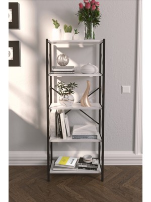 Dekozum Metal Kitaplık 5 Raflı Kitaplık Dosya Kitap Rafı Ofis Ev Rafı