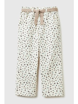 United Colors Of Benetton Sarı Kadın / Kız Kk_tamamı Desenli Beli Ayarlanabilir Ipli Kadife Pantolon Model Kodu: ( 4JBTGF02P66U)