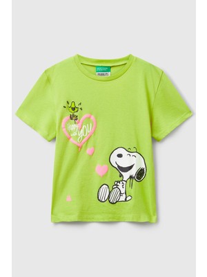 United Colors Of Benetton Hardal Kadın / Kız Kk_önü Baskılı Logo Detaylı Ribana Yakalı T-Shirt Model Kodu: ( 3X1SG10JVHARDAL)