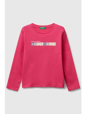 United Colors Of Benetton 1A2 Kadın / Kız Kk_önü Parıltılı Logo Baskılı Slim Fit Uzun Kollu T-Shirt Model Kodu: ( 3I9WG10JS1A2)