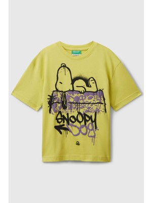 United Colors Of Benetton Hardal Erkek Ej_çok Renkli Peanuts Baskılı Kolu Logo Etiketli Comfort Fit T-Shirt Model Kodu: ( 3X1SC10PNHARDAL)