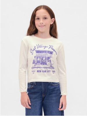 Beyaz Kadın / Kız Gap Kız Çocuk Relaxed Grafik Logo T-Shirt Model Kodu: ( 817650001BEYAZ)