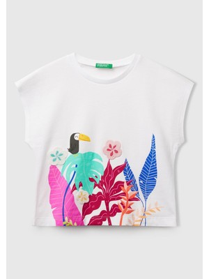 United Colors Of Benetton Beyaz Kadın / Kız Kk Kk_kroşe Detaylı Kimono Kollu T-Shirt Model Kodu: ( 3I1XG10JH101)