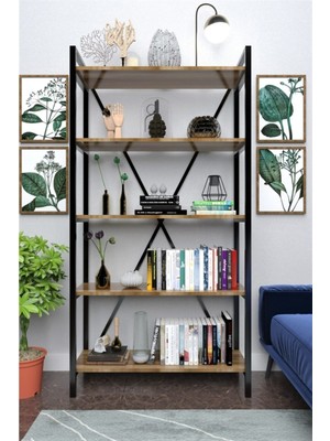 Dekozum 5 Raflı Metal Kitaplık Dayanıklı, Şık ve Çok Amaçlı Depolama Ünitesi , Ofis, Dekorasyon,kitap 180 cm