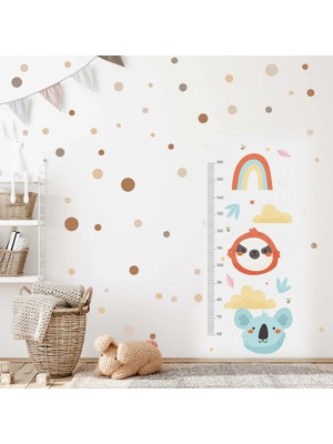 Sevimli Hayvanlar Temalı Boy Ölçme Sticker - Ölçüm Cetveli
