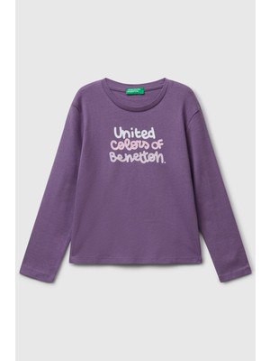 United Colors Of Benetton Mor Kadın / Kız Kk_önü Parıltılı Logo Baskılı Slim Fit Uzun Kollu T-Shirt Model Kodu: ( 3I9WG10JS1V4)